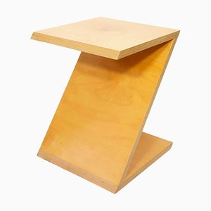 Wooden Zig Zag Table or Stool by Gerrit Thomas Rietveld, 1980s