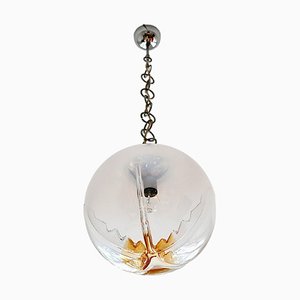 Lámpara colgante bola de vidrio de Mazzega, años 70