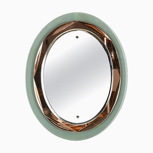 Sage and Pink Oval Beveled Mirror by Max Ingrand Fontana Arte, 1960s