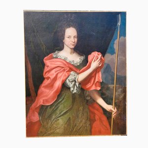 Cueilleur, Grand Portrait de Femme, 18ème Siècle, Huile sur Toile, Encadrée