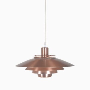 Hanging Lamp Dania 2040 in Red Copper by Kurt Wiborg for Jeka Metaltryk, 1970s