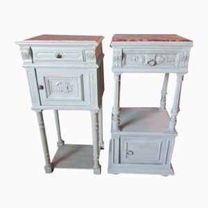Bedside Tables in Wood and Marble, 1900s, Set of 2