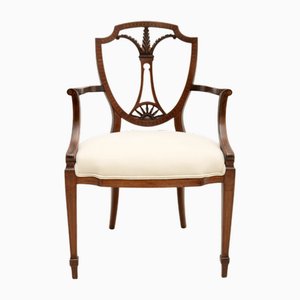 Antique Inlaid Sheraton Style Carver Armchair, 1900s