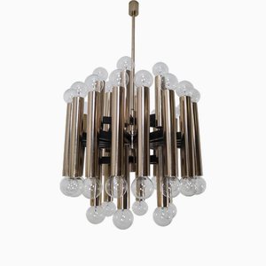 Mid-Century Brutalist Steel 48-Light Chandelier, 1960s