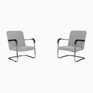 Mid-Century Bauhaus Freischwinger aus Chromstahl, 1930er, 2er Set