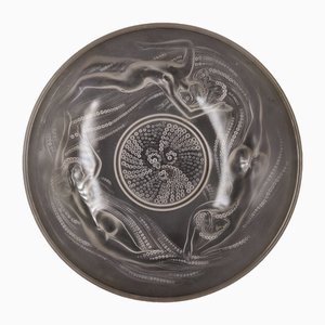 Art Deco Frosted Glass Bowl with Mermaids attributed to Lalique, France, 1930s