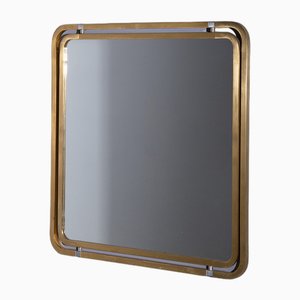 Espejo italiano con marco de metal dorado, años 60