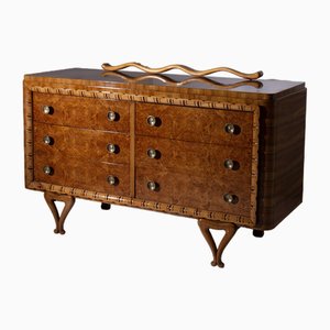 Commode à Tiroirs avec Boutons en Laiton attribuée à Paolo Buffa, Italie, 1950s