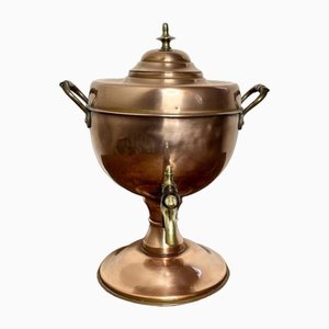 Samovar victoriano antiguo de cobre y latón, década de 1880