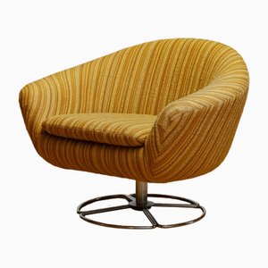 Yellow Bouclé Swivel Chair from Dux, Sweden, 1960s