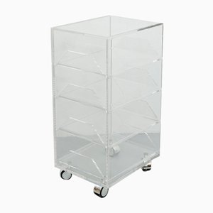 Acrylic Rolling Table with Four Drawers