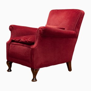 Sillón de terciopelo / terciopelo rojo vino, Dinamarca, años 30