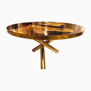Vintage Table in Brass and Wood