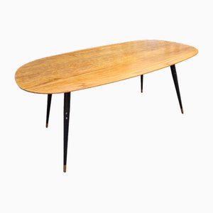 Coffee Table in Brass & Wood, 1950s