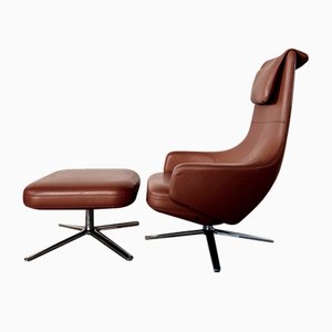 Leather Lounge Chair with Ottoman by Antonio Citterio for Vitra Repos, 2010s, Set of 2