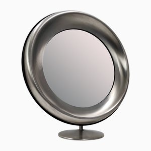 Postmodern Round Anodized Brass Vanity Mirror attributed to Sergio Mazza, Italy, 1970s