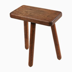 Tabouret Rustique en Bois, France, 1940s