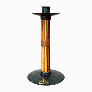 Postmodern Metal & Bamboo Candleholder from Wagner Design