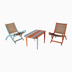 Nymphaeum Chairs with Table by Gio Ponti, 1950s, Set of 3