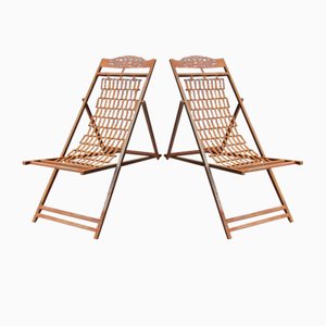 English Iron Steamer Ship Deck Chairs, 1920s, Set of 2