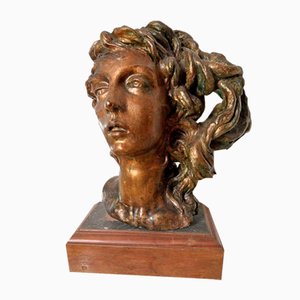 Fernando Troso, Head of Woman, 1920s, Bronze