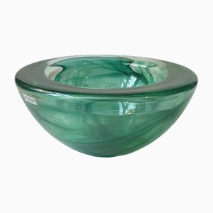 Vintage Green Atoll Art Glass Bowl by Anna Ehrner for Kosta Boda, 1980s