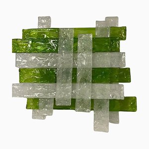 Green and White Murano Glass Square Wall Light from Mazzega
