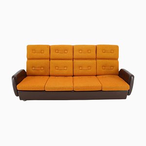 4-Sitzer Sofa aus Kunstleder & Stoff, Tschechoslowakei, 1970er