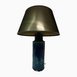 Mid-Century Tischlampe aus blauer Keramik, 1970er