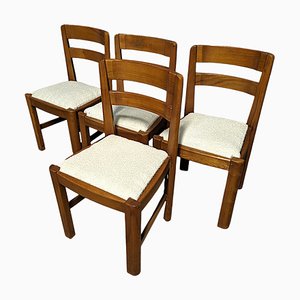 Elm and Bouclé Fabric Dining Chairs, Set of 4