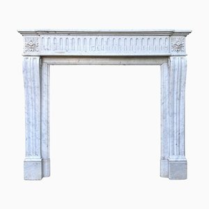 Louis XVI French Carrara Marble Fireplace Mantel, 1890s