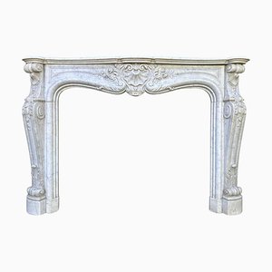 Large Louis XV French Rococo Carved Marble Fireplace Mantel, 1780s