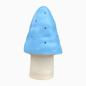 Blaue Vintage Lampe mit Pilzen