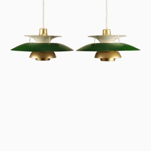 Ph5 Green-Gold-White Ceiling Lamp from Louis Poulsen, Set of 2