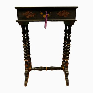 Victorian Ebonised & Parcel Gilt Worktable with Lift Top