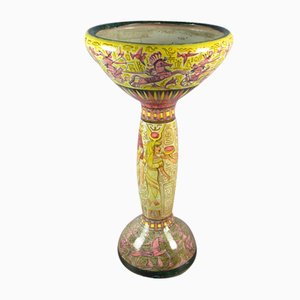 Column Totem Vase in Terracotta Majolica with Hand-Painted Egyptian Decor by Nereo Boaretto, 1950s