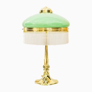 Art Noveau Table Lamp with Opal Glass Shade and Glass Sticks, Vienna, 1920s