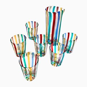 Italian Cocktail Glasses in the style of Gio Ponti for Murano Verre, 2004, Set of 7