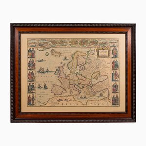 Reproduction Vintage de la Carte de l'Europe du 17ème Siècle, 1970s