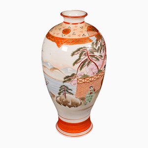 Vintage Japanese Flower Kutani Vase in Ceramic & Baluster, 1930s