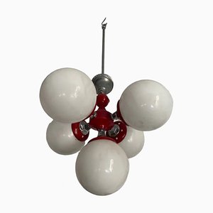 Mid-Century Hanging Light with Opaline Glass