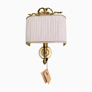 Bronze Wall Light with Pleated Lampshade by Leone Aliotti