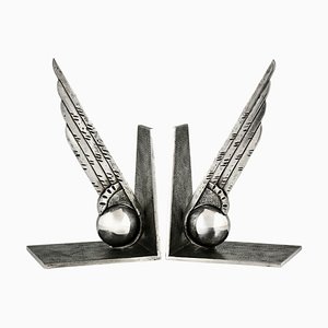 Art Deco Wrought Iron Wing Bookends by Edgar Brandt, 1930, Set of 2