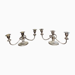 Candelabros victorianos antiguos bañados en plata, 1880. Juego de 2