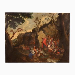 Moses Drawing Water from the Rock, 18th Century, Oil on Canvas, Framed