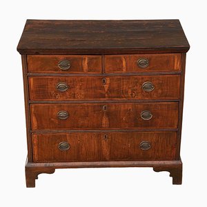 Antique Crossbanded Walnut and Oak Chest of Drawers
