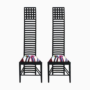 Mid-Century Modern Italian Ashwood Chairs by Charles Rennie Mackintosh for Cassina, 1960s, Set of 2