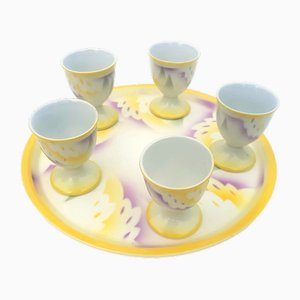 Art Deco Egg Serving Set with 5 Cups, Set of 6