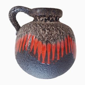 Mid-Century Fat Lava Vase in Black and Red from Scheurich