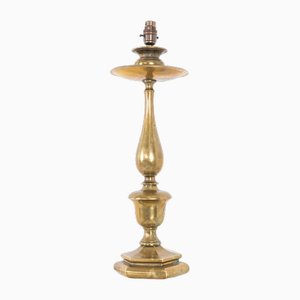 Lámpara de mesa eduardiana grande de latón, década de 1890